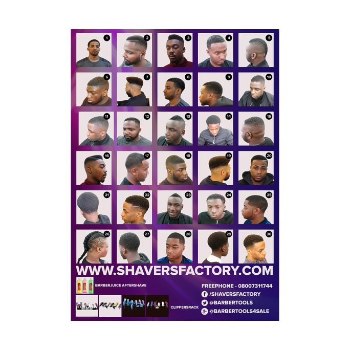 Different Hair Style Posters for Men’s Barber Shops 50x70cm