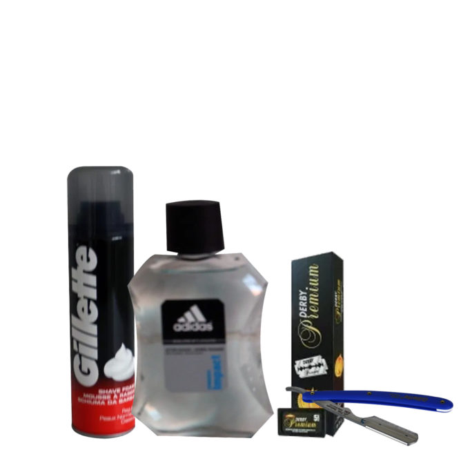 Shaving Kit (gillette shaving foam,adidas aftershave,premium derby razor blades)