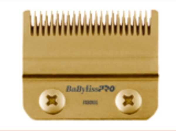 BABYLISS PRO GOLD TITANIUM REPLACEMENT FADE BLADE # FX8010G Fits FX870, FXF825, FX673 models Flat Elongated cutting surface that supports a vertical cutting motion hypoallergenic / High Strength / Lower blade temp.