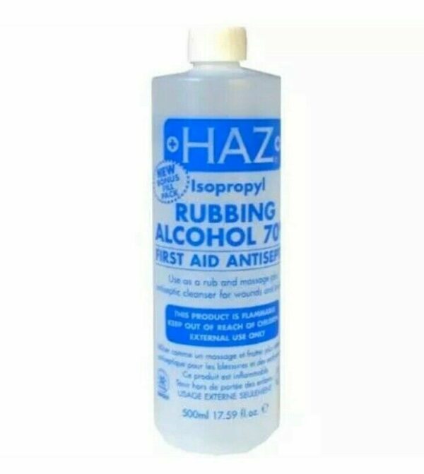 HAZ Rubbing Alcohol 70% Haz Isopropyl Antiseptic Disinfectant First Aid 500ML