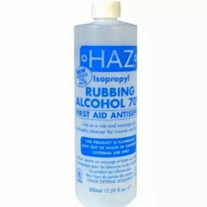 HAZ Rubbing Alcohol 70% Haz Isopropyl Antiseptic Disinfectant First Aid 500ML